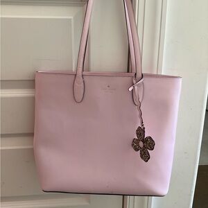 kate spade Pink Leather Tote with Floral Charm